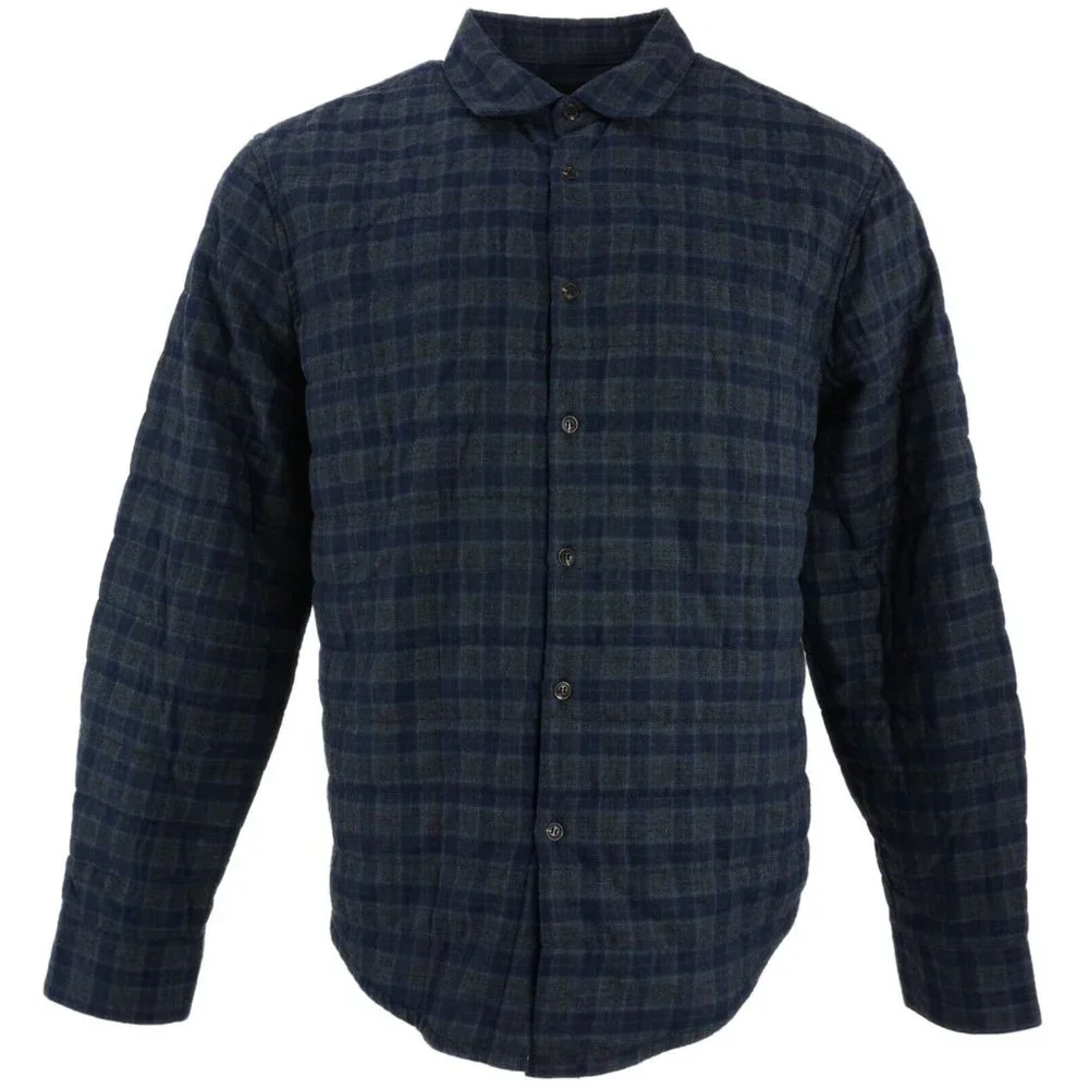 New $120 Thomas Dean Flannel Men's M / XL Blue Gray Check Lined Shirt Jacket
